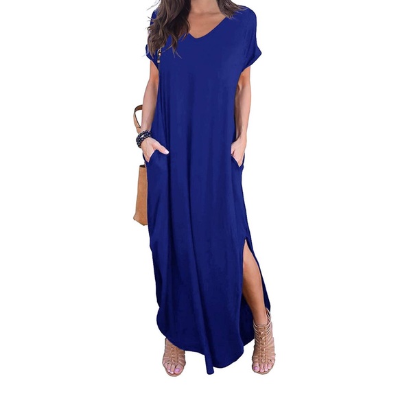 Dresses & Skirts - Blue Maxi with Side Slits & Pockets!